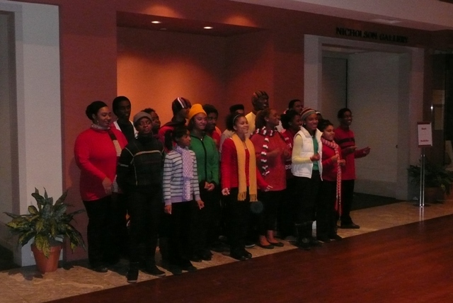 An Atlanta Children's Choir greeted guests