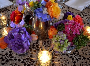 Birthday party floral centerpieces