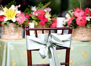 Chair ties and floral centerpieces wm events