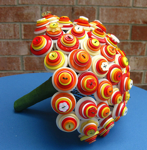 Warm Colored Button Bouquet Idea WM Events