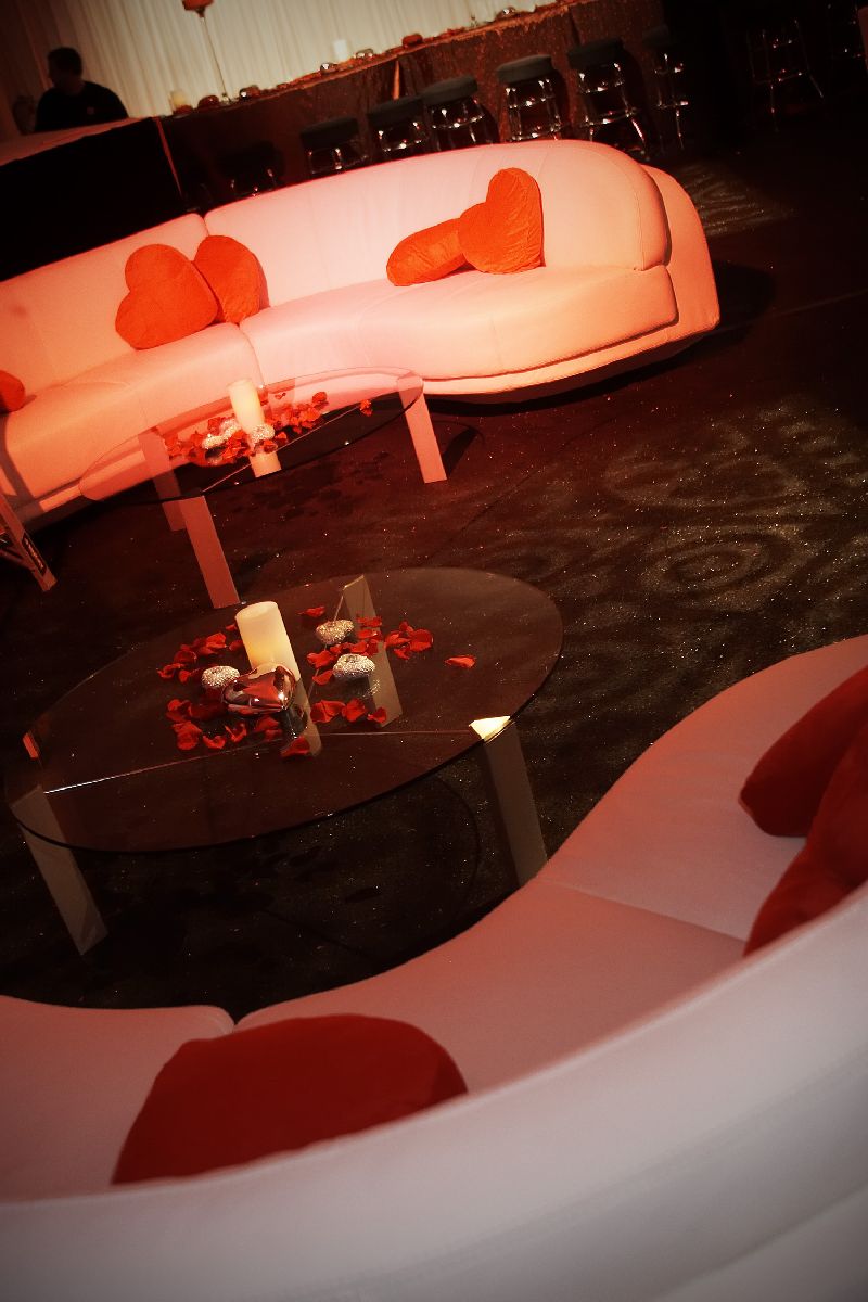 Heart shaped pillows lounge settings WM Events