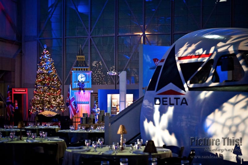 Christmas party, Delta Heritage Museum, Delta Museum, Delta, WM Events, William Fogler, atlanta, Denver, Atlanta event planner, atlanta events, atlanta party, asian theme party, british theme, moroccan theme, london tree, british christmas tree, best atlanta event planners, Event Design, innovative christmas party ideas, corporate holiday parties, peppermint martini, delta plane, interesting venues atlanta, cool venues atlanta, affairs to remember catering, Peachtree Tents and Events, southern mansion Modular Image