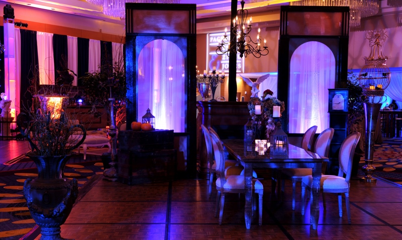 Macabre Victorian After Party Dining Vignette Settee Marriott Marquis Atlanta Corporate Event Planner WM Events