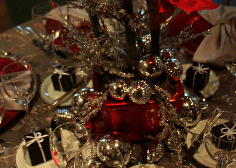 Red and Silver Centerpiece Detail WM Events