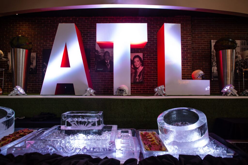 wm events, super bowl, tailgate, high end, corporate events, social events, football, sports, super bowl party, sports theme, football theme, paschal's, atlanta, georgia, atlanta events, event planner, event designer, room transformation, active production and design, sejour events, collection event furnishings, masculine event, custom build, custom events