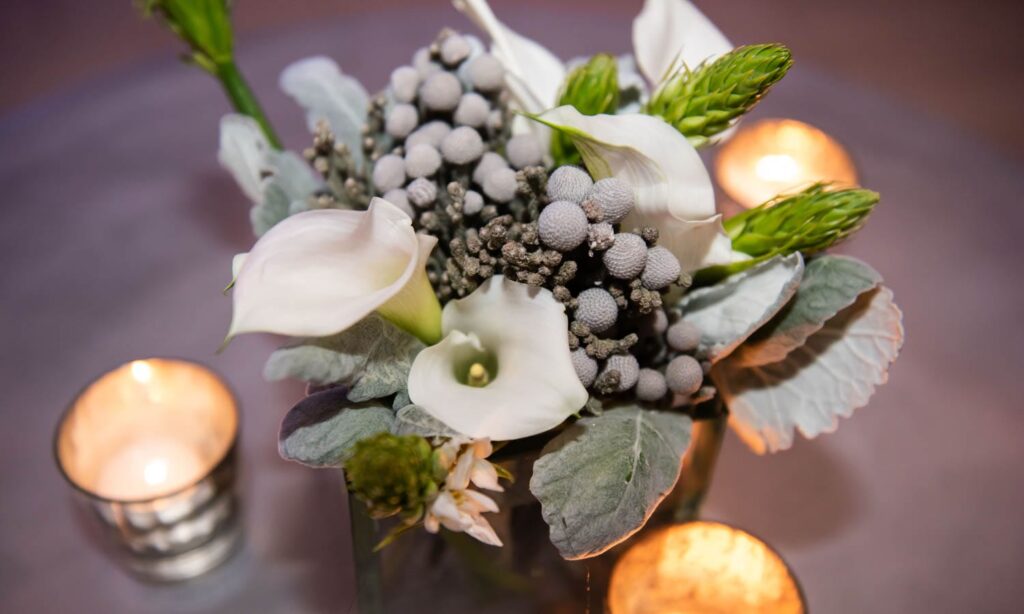 Silver Chic Holiday Party Atlanta, GA wm events, affairs to remember, pwp studio, holiday party, winter wonderland, silver, modern, white florals, atlanta history center, christmas party