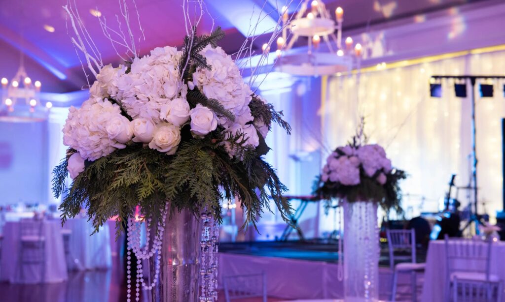 Silver Chic Holiday Party Atlanta, GA wm events, affairs to remember, pwp studio, holiday party, winter wonderland, silver, modern, white florals, atlanta history center, christmas party