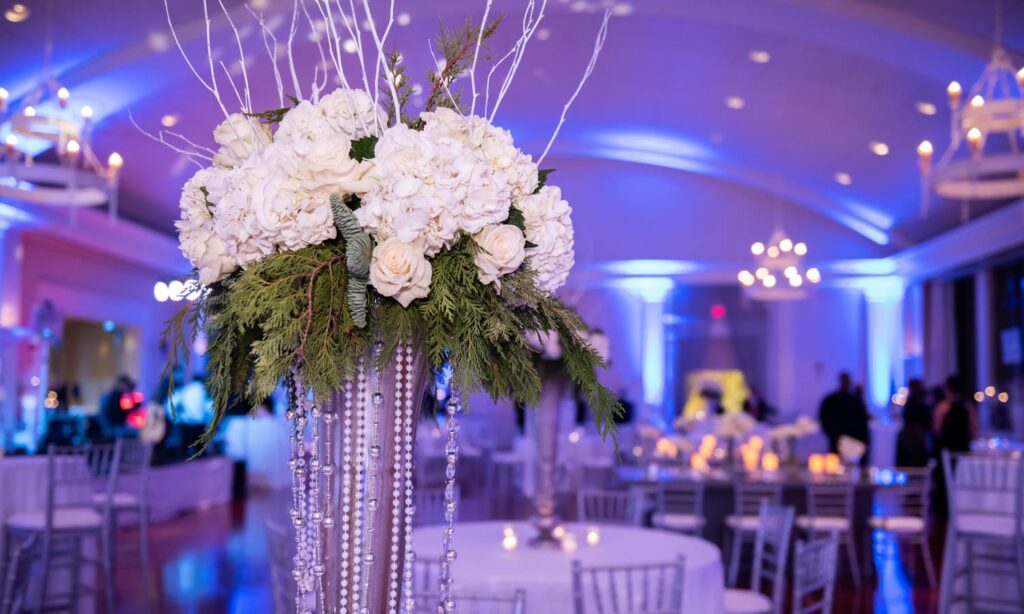 Silver Chic Holiday Party Atlanta, GA wm events, affairs to remember, pwp studio, holiday party, winter wonderland, silver, modern, white florals, atlanta history center, christmas party