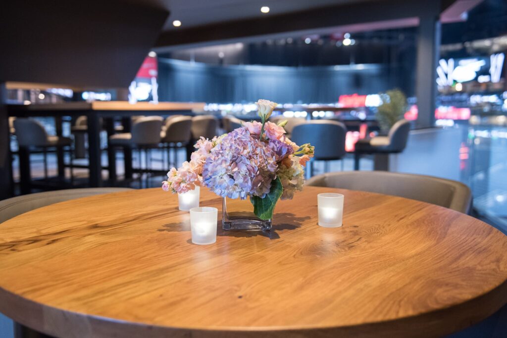 Concert Club Opening Atlanta, GA wm events, atlanta hawks, atlanta, georgia, basketball, state farm arena, concert club, concert venues, venues, atlanta venues, arenas, kat goduco photo, iridescent, iridescence, vip party, painted leaves, event design, event designer, event decor, corporate events, social events, private parties, event consultant, floral design