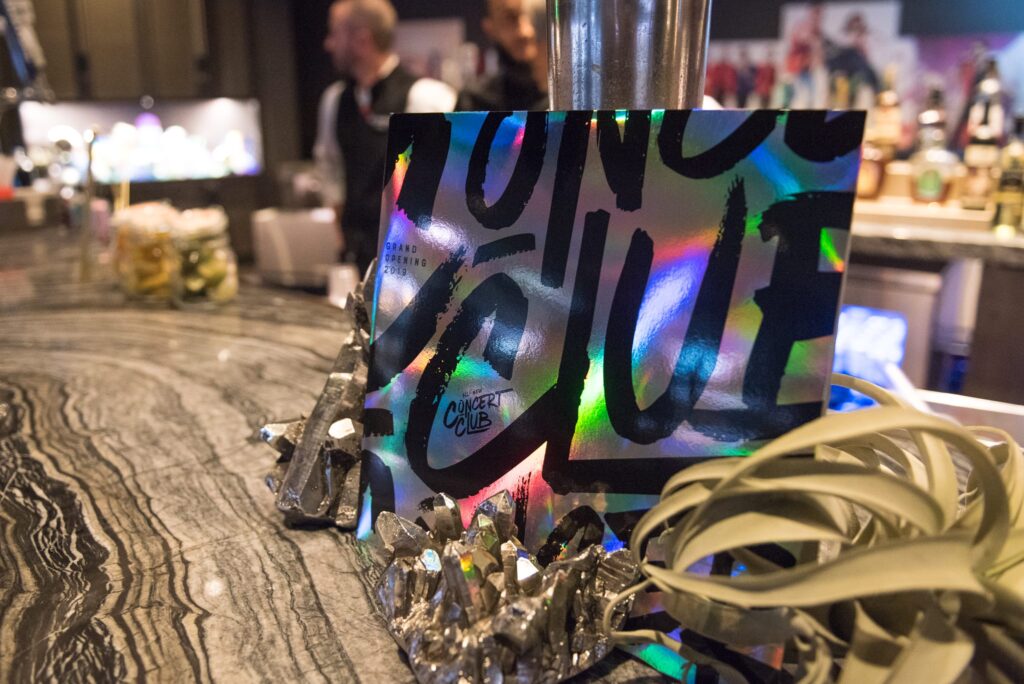 Concert Club Opening Atlanta, GA wm events, atlanta hawks, atlanta, georgia, basketball, state farm arena, concert club, concert venues, venues, atlanta venues, arenas, kat goduco photo, iridescent, iridescence, vip party, painted leaves, event design, event designer, event decor, corporate events, social events, private parties, event consultant, floral design