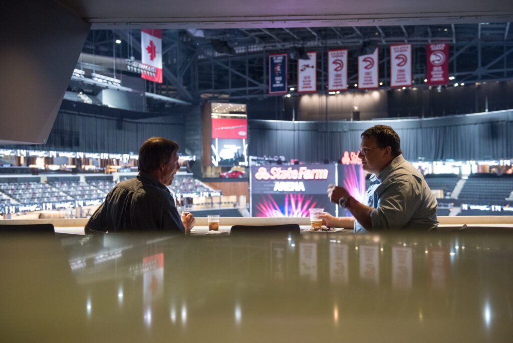 Concert Club Opening Atlanta, GA wm events, atlanta hawks, atlanta, georgia, basketball, state farm arena, concert club, concert venues, venues, atlanta venues, arenas, kat goduco photo, iridescent, iridescence, vip party, painted leaves, event design, event designer, event decor, corporate events, social events, private parties, event consultant, floral design