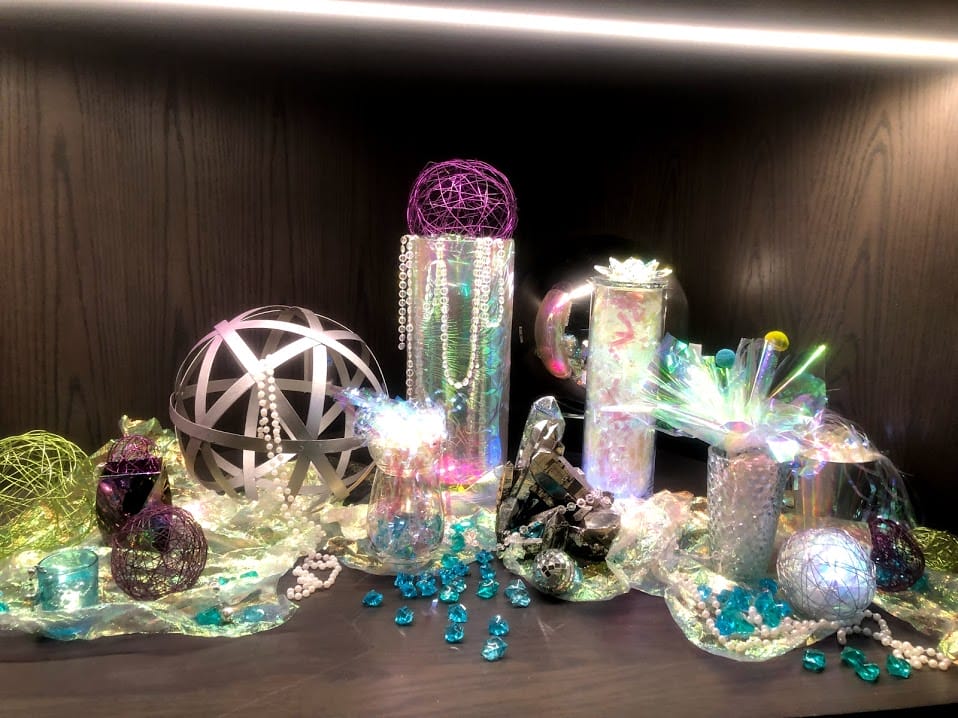 Concert Club Opening Atlanta, GA wm events, atlanta hawks, atlanta, georgia, basketball, state farm arena, concert club, concert venues, venues, atlanta venues, arenas, kat goduco photo, iridescent, iridescence, vip party, painted leaves, event design, event designer, event decor, corporate events, social events, private parties, event consultant, floral design