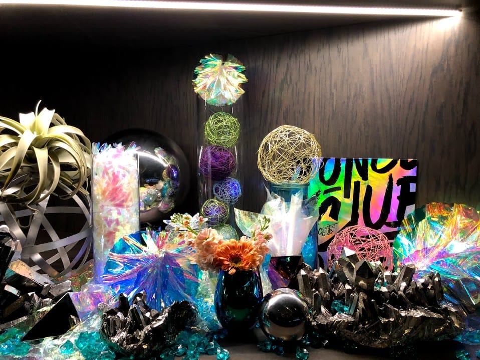 Concert Club Opening Atlanta, GA wm events, atlanta hawks, atlanta, georgia, basketball, state farm arena, concert club, concert venues, venues, atlanta venues, arenas, kat goduco photo, iridescent, iridescence, vip party, painted leaves, event design, event designer, event decor, corporate events, social events, private parties, event consultant, floral design