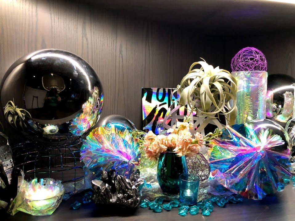 Concert Club Opening Atlanta, GA wm events, atlanta hawks, atlanta, georgia, basketball, state farm arena, concert club, concert venues, venues, atlanta venues, arenas, kat goduco photo, iridescent, iridescence, vip party, painted leaves, event design, event designer, event decor, corporate events, social events, private parties, event consultant, floral design