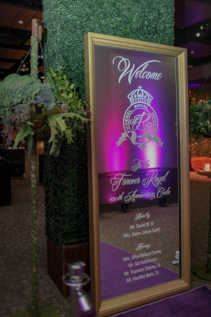 Centennial Celebration Huntsville, Alabama royal funeral home, centennial celebration, hunstville, alabama, georgia, atlanta, event planner, event design, garden event, royal event, purple theme, live performance, seated dinner, plated dinner, celebration, corporate event, social event, event designer, event design