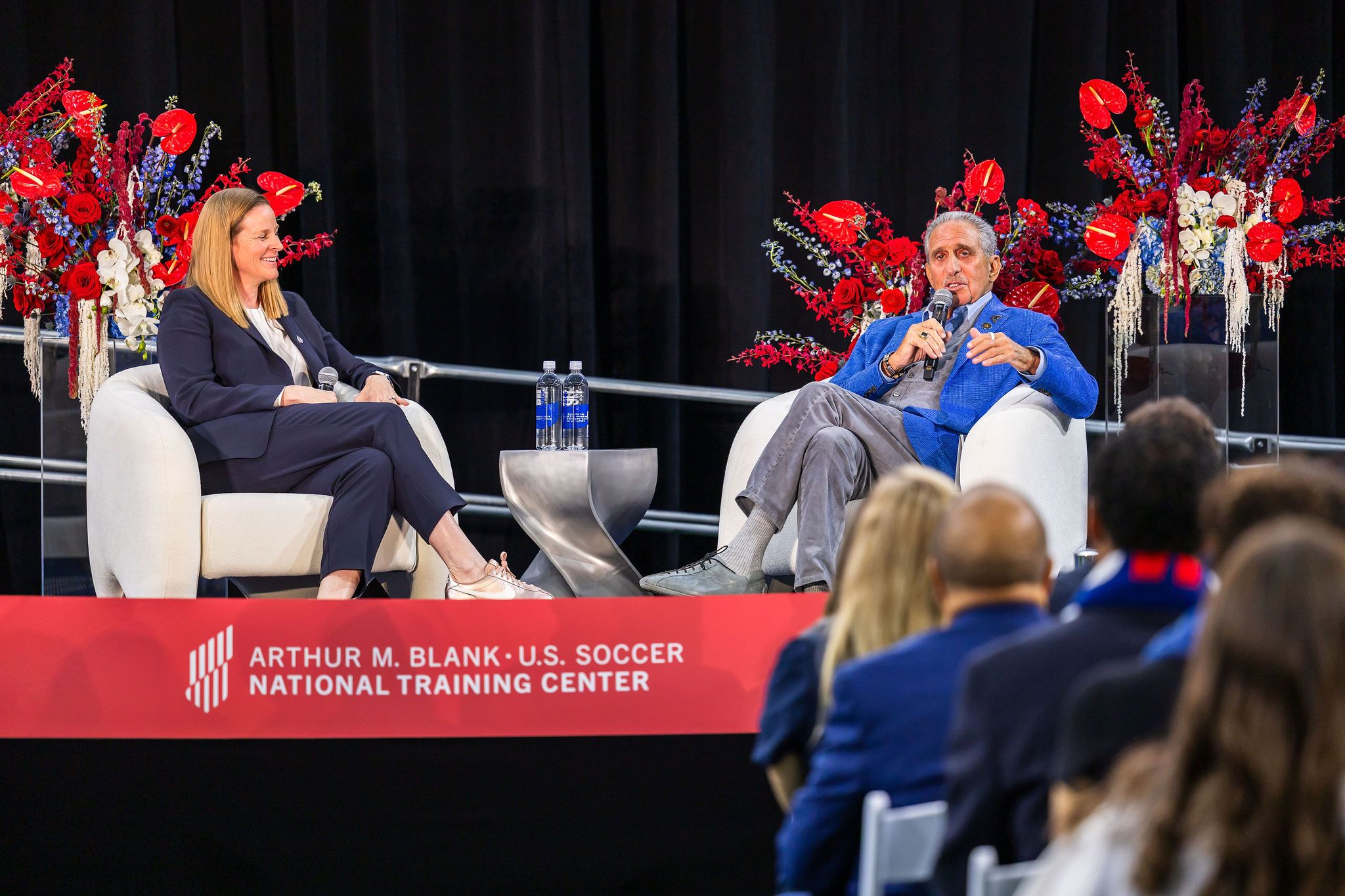 U.S. SOCCER PRESIDENT CINDY PARLOW CONE and Arthur M. Blank at the U.S. Soccer National Training Facility with florals by WM Events